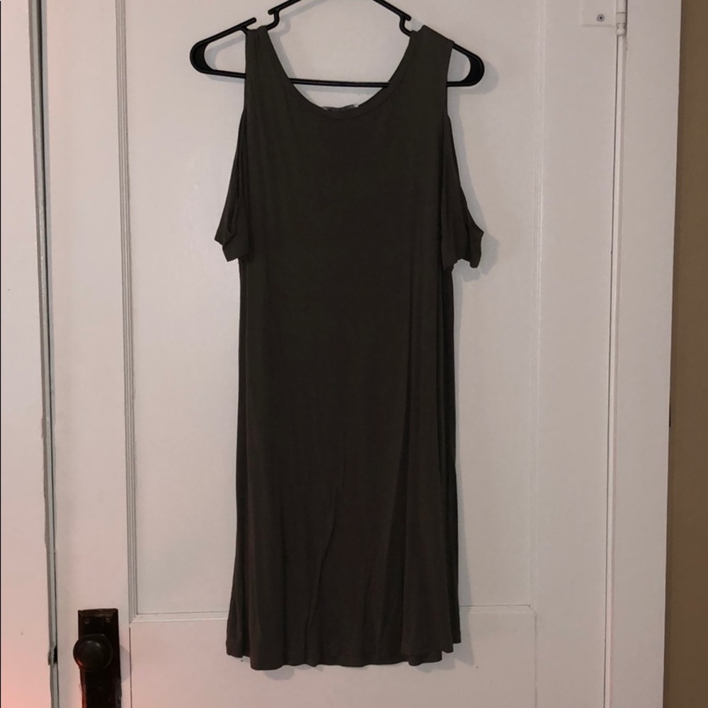 Gray open shoulder dress